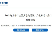2021年下半年英语四级考试成绩查询(四级成绩查询时间2021下半年)
