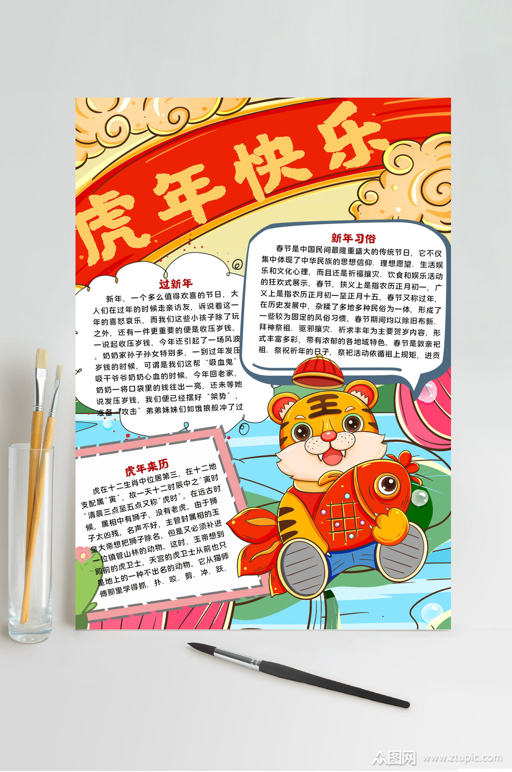 虎年元旦手抄报(虎年元旦手抄报简单)