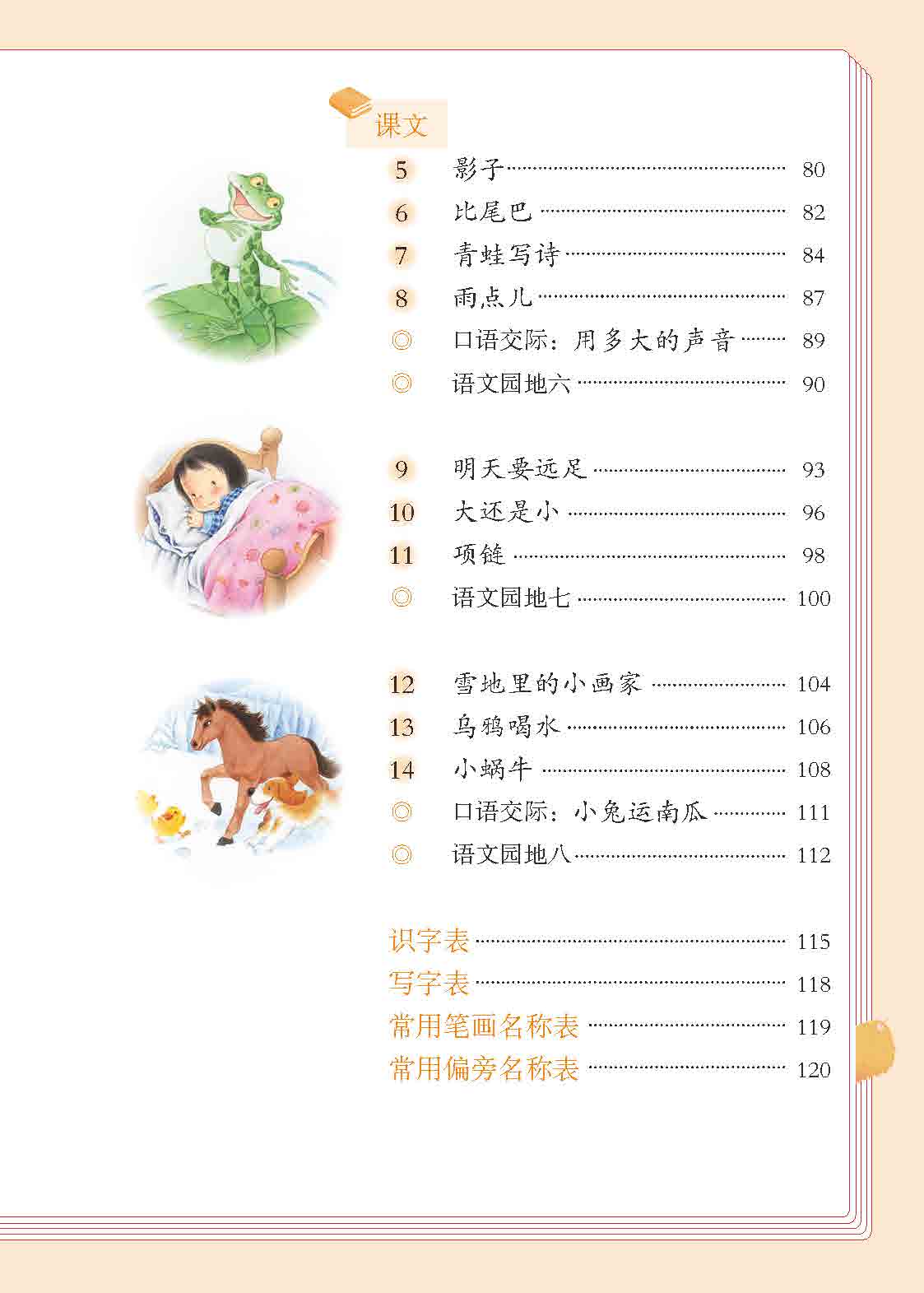 一年级下册语文书目录表_小学语文一年级下册课本目录