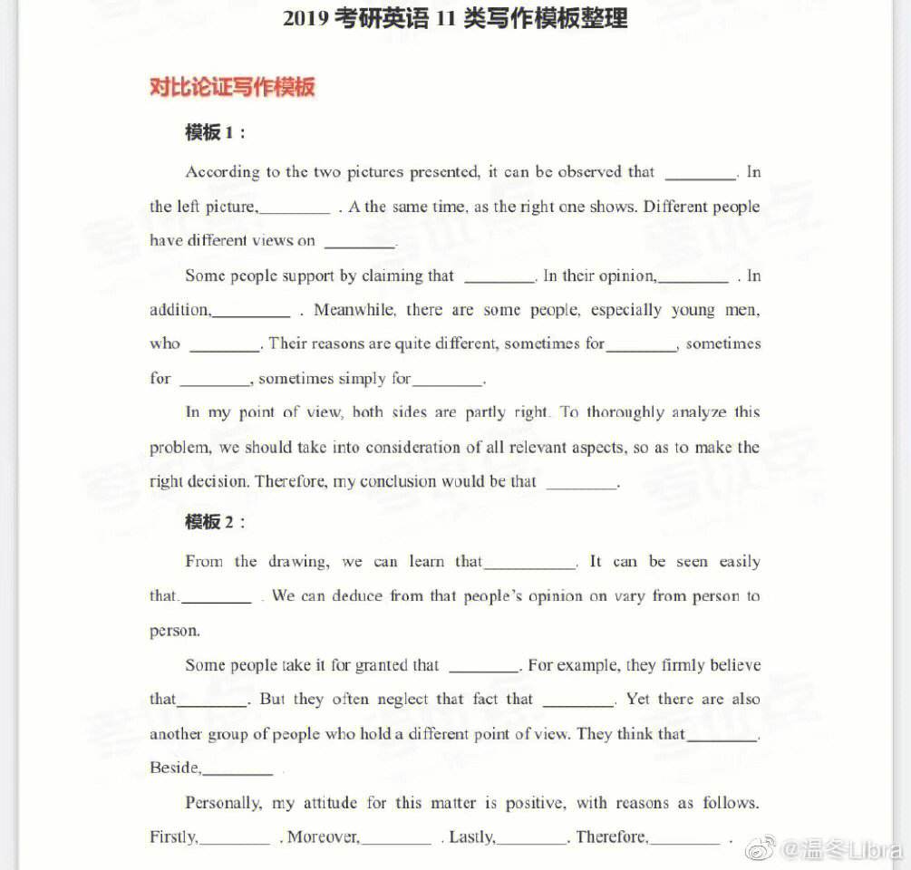 英语考研作文模板精心整理_考研英语作文模板推荐