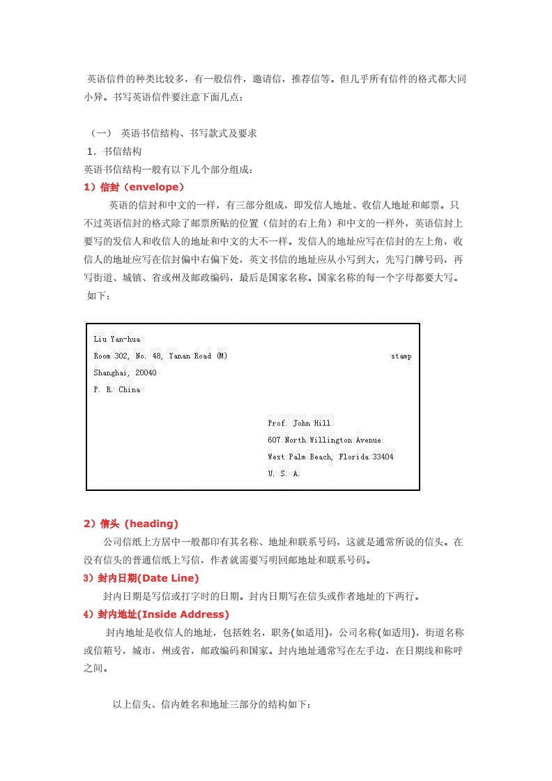 书信类英语作文格式模板(书信英语作文格式范文)