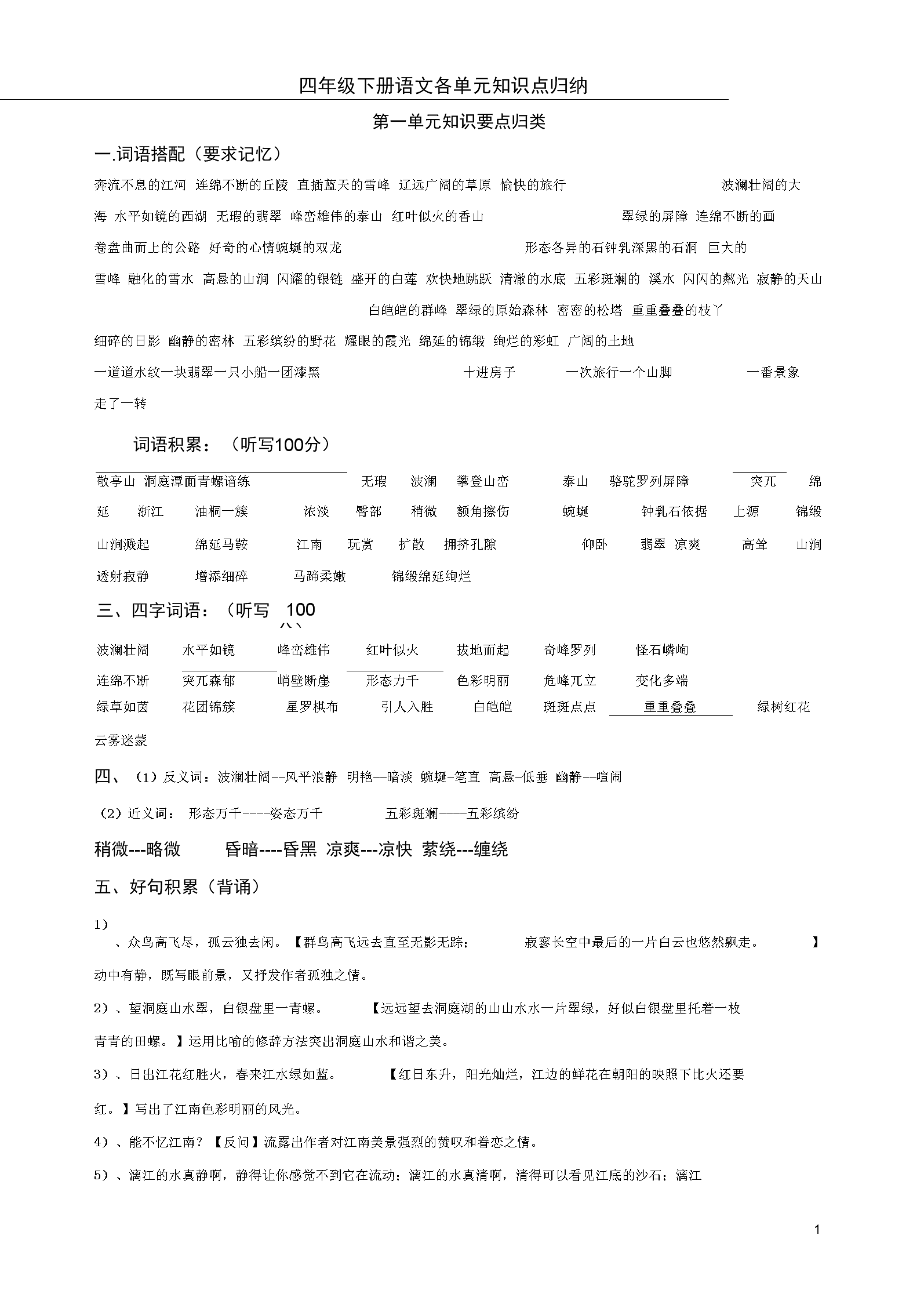 关于小学语文知识点总结完整版(人教版)的信息