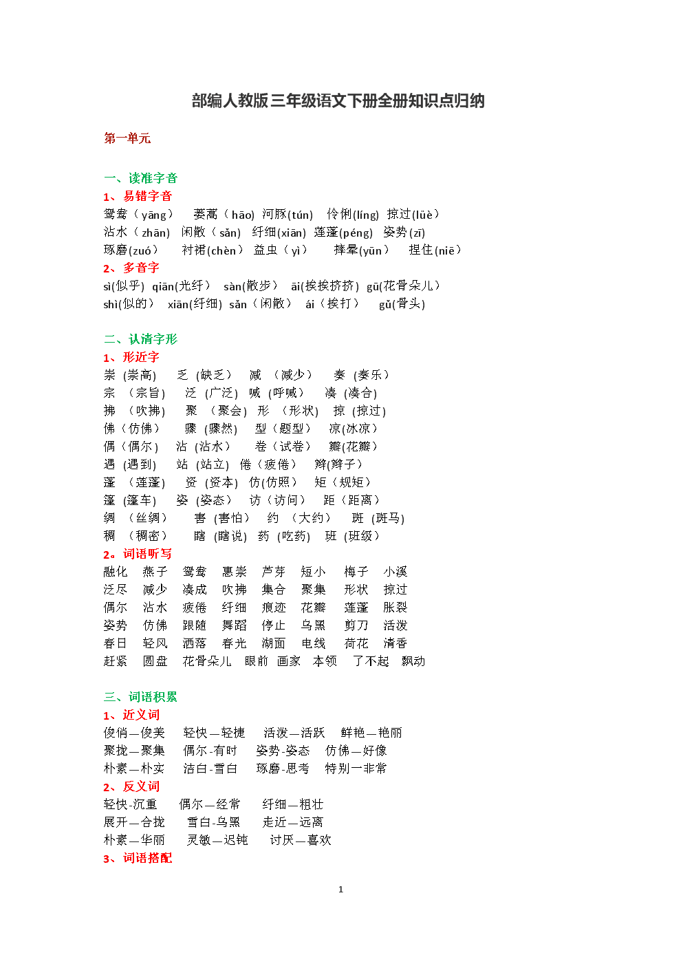 三年级语文知识点归纳总结_三年级语文知识点归纳总结图片