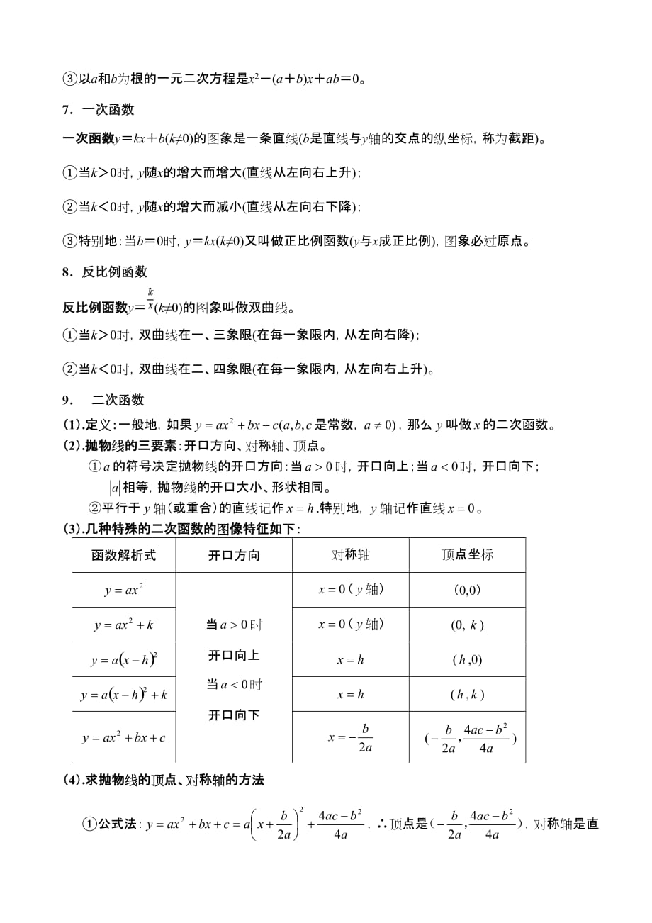 初中数学全部知识点及公式大全(初中数学全部知识点及公式大全总结)