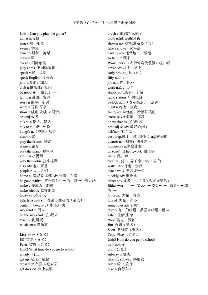 初一英语下册单词表完整版牛津版(初一英语下册单词表(完整版))