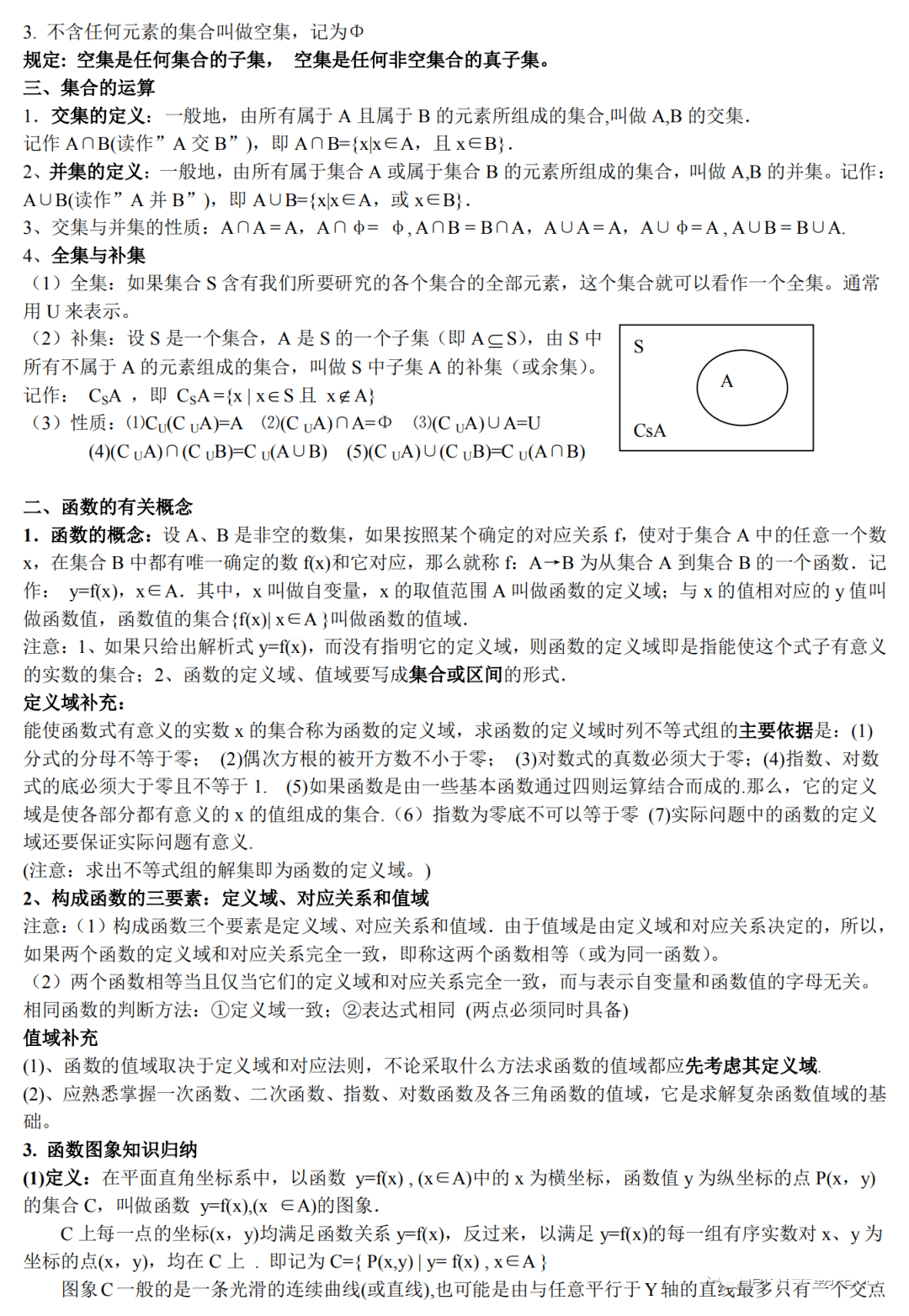 高中数学必修一知识点归纳总结简单_高中数学必修一知识点归纳总结