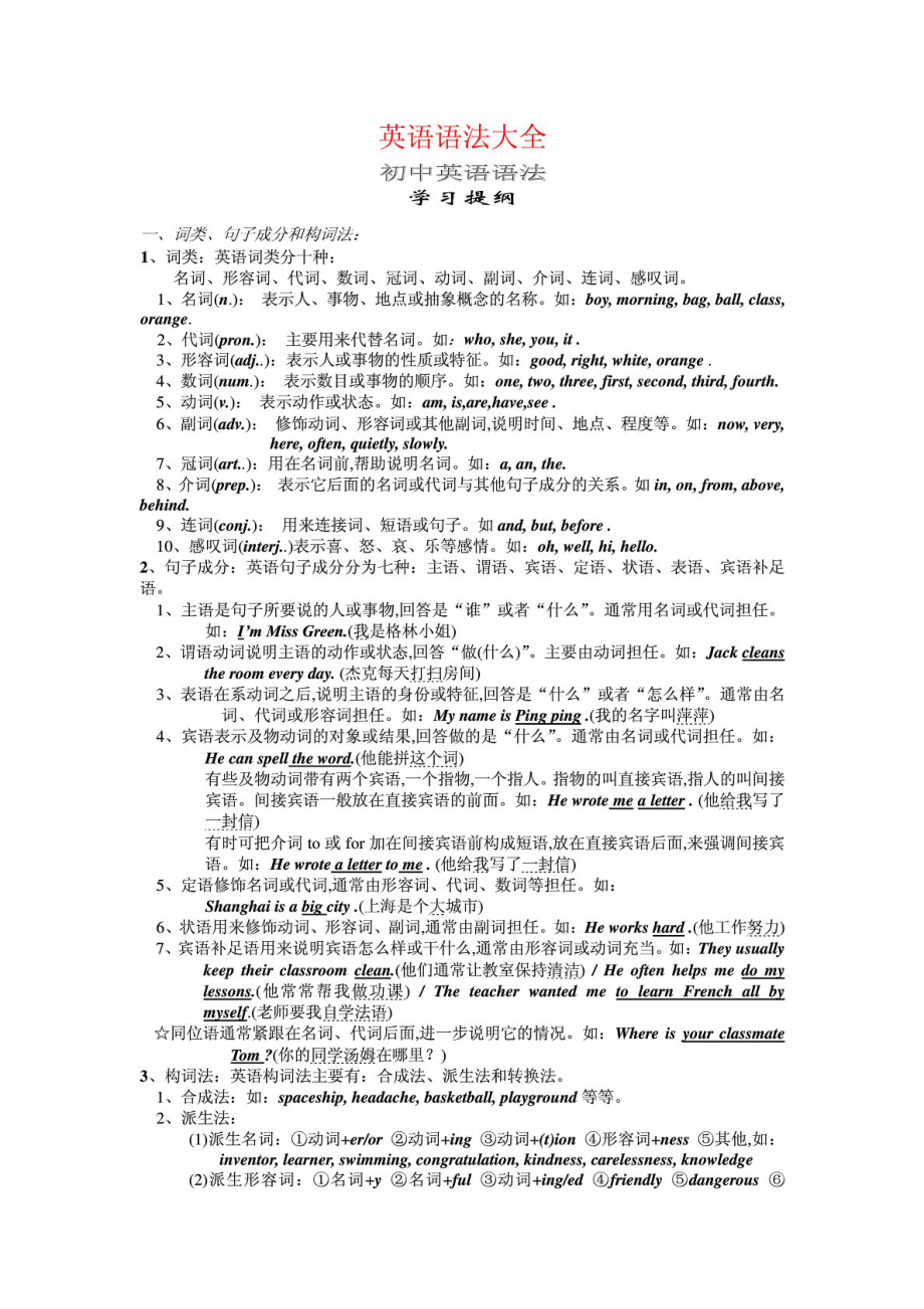 七年级英语语法知识点归纳总结_七年级英语语法知识点归纳总结人教版
