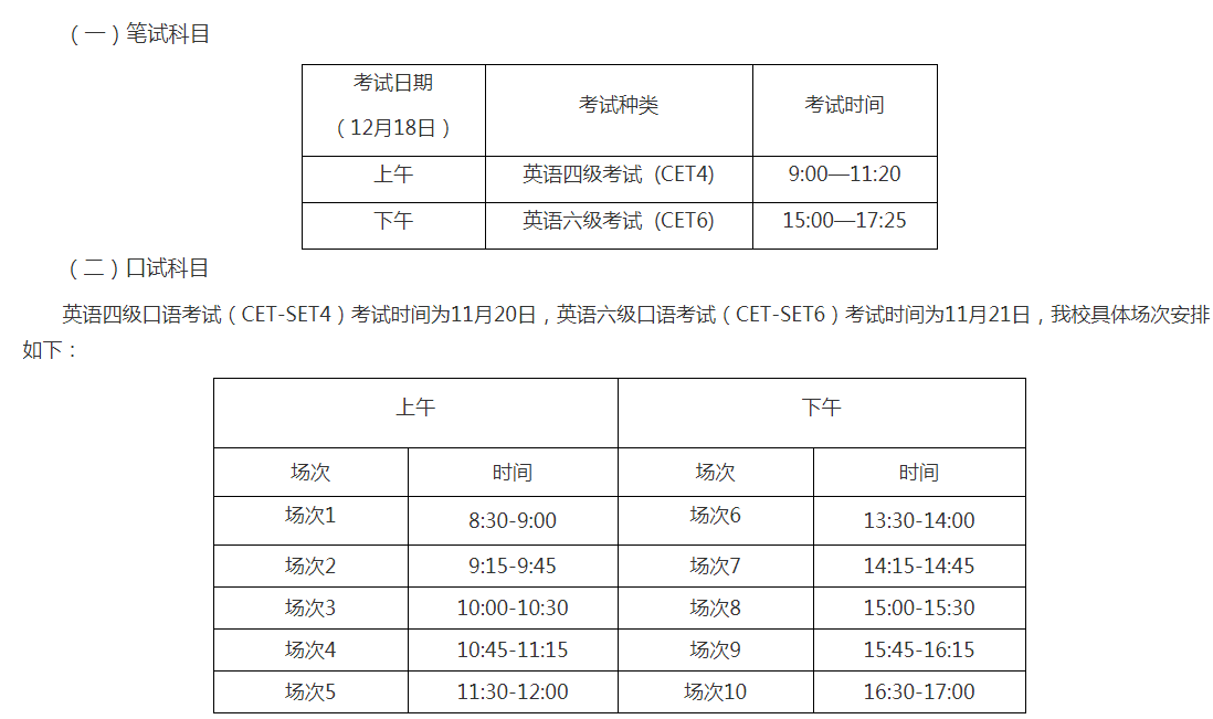 大学英语六级考试2021考试时间(大学英语六级考试2021考试时间表)