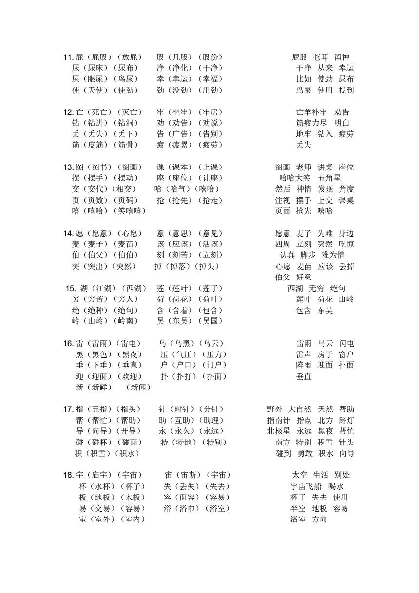 二年级下册词语表全部,拼音怎么写的_二年级下册词语表全部