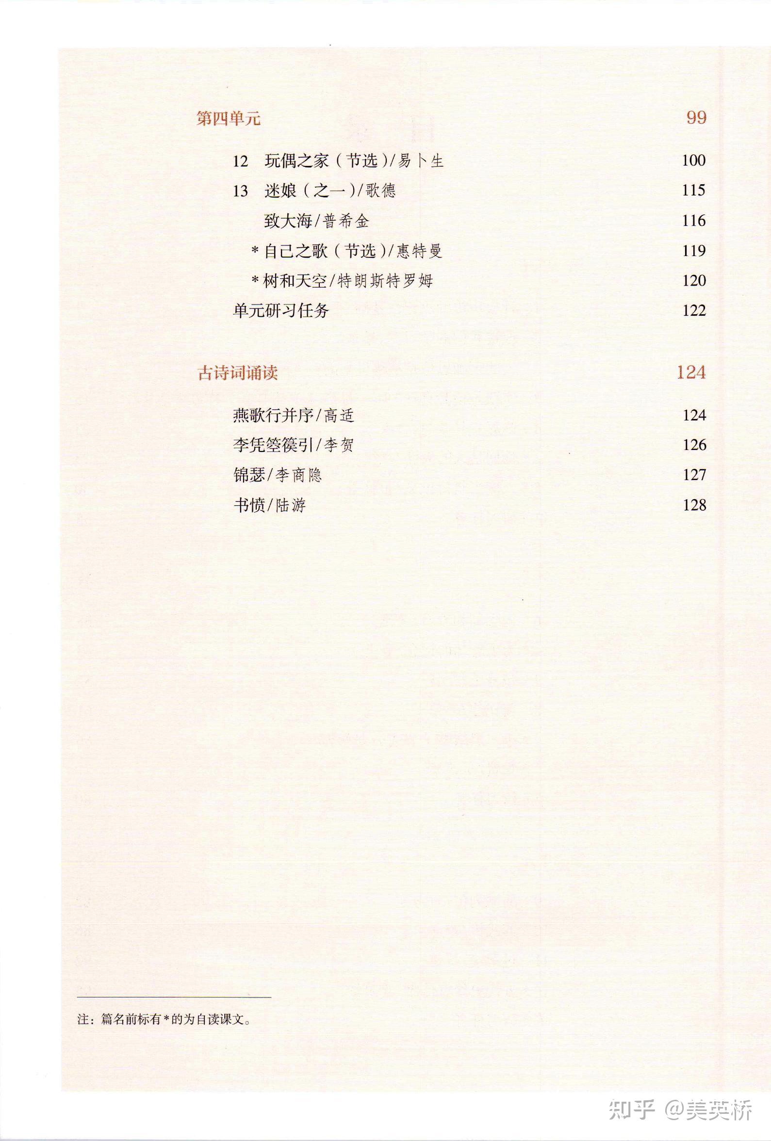 高中语文电子课本目录下册_高中语文电子课本目录