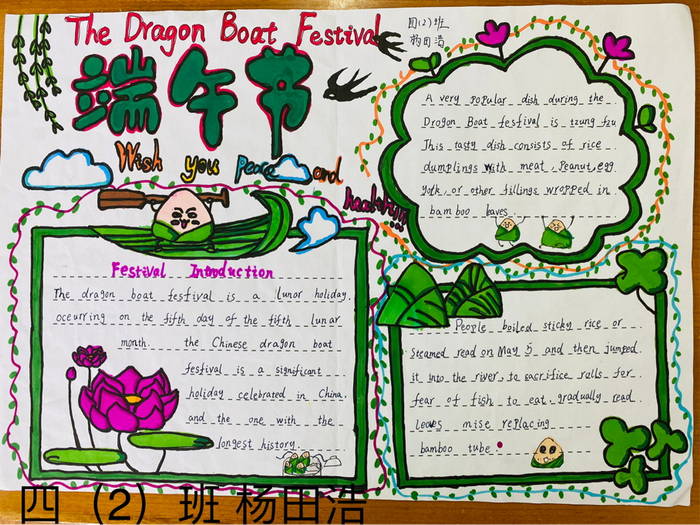 端午英语手抄报图片(端午节英语手抄报一等奖 漂亮)