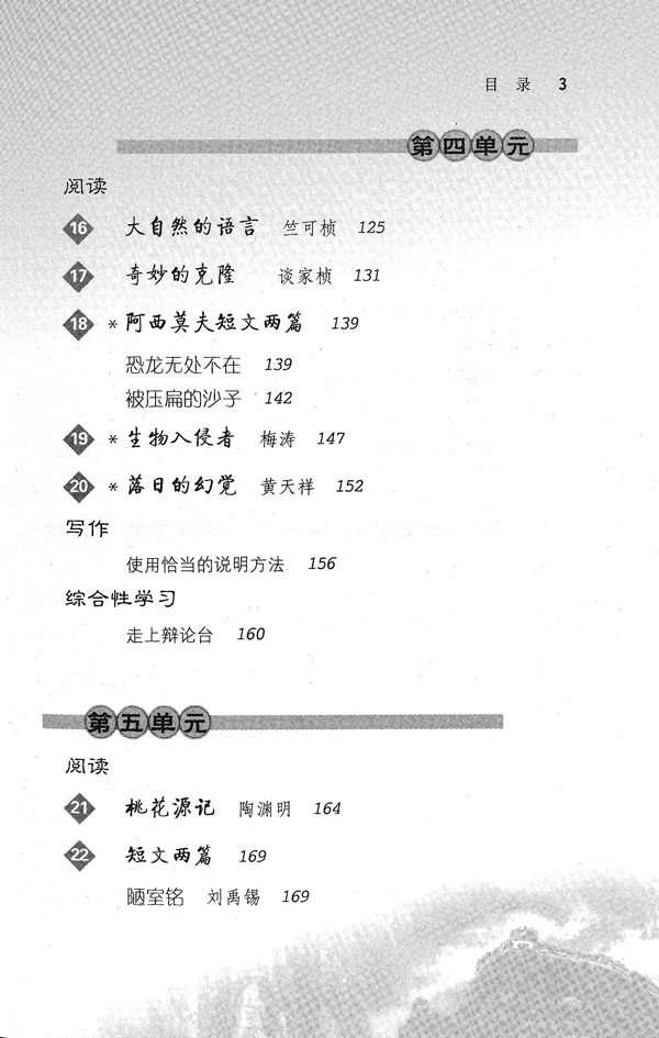 1997年初中语文课本目录人教版_97年初中语文课文目录