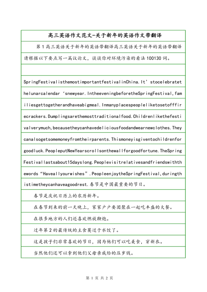 大学英语作文模板10篇带翻译范文(大学英语作文模板10篇带翻译)