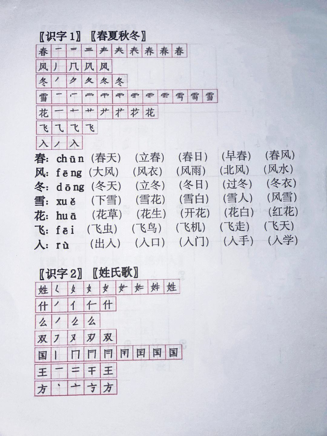 一年级下册语文书第一单元所有生字_小学语文一年级下册第一单元生字