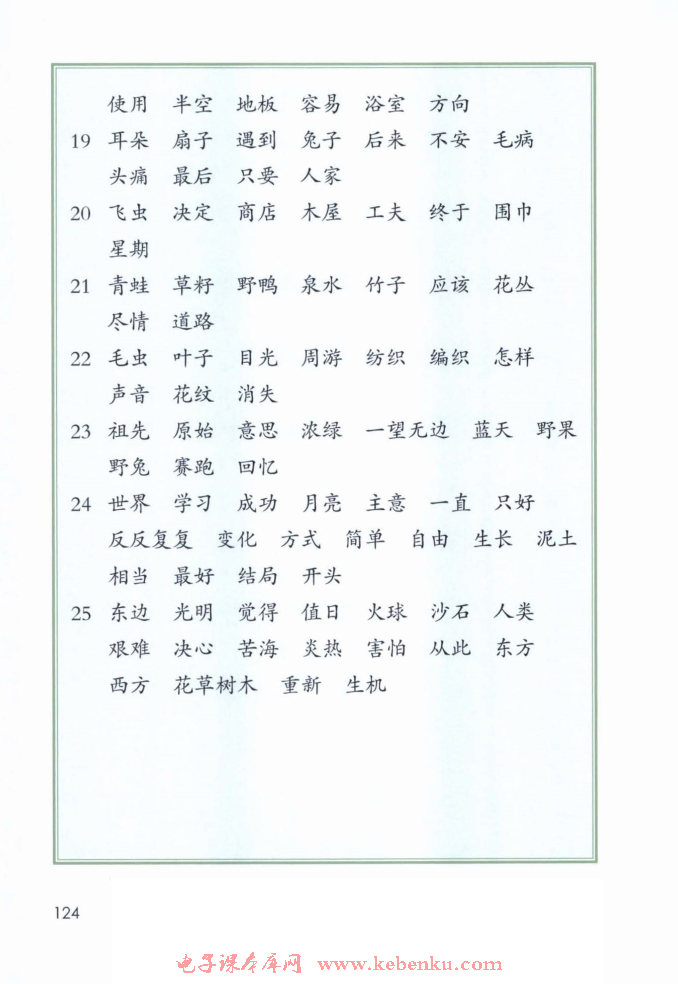 小学语文二年级下册词语表123页_二年级下册语文书的词语表123页的图片