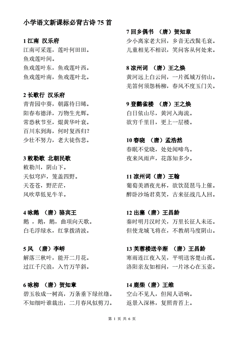小学全部古诗词人教版是112首还是155首_小学全部古诗