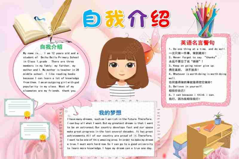 英语自我介绍模板图片_英语自我介绍模板简单
