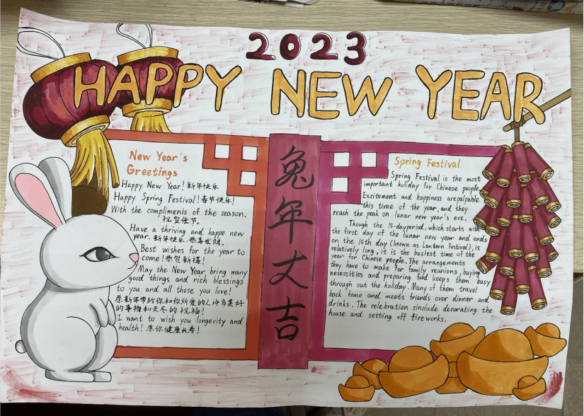 兔年春节英语手抄报内容怎么写_兔年春节英语手抄报内容