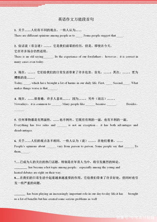 英语作文万能模板及万能句型_英语作文万能模板及万能句型高中